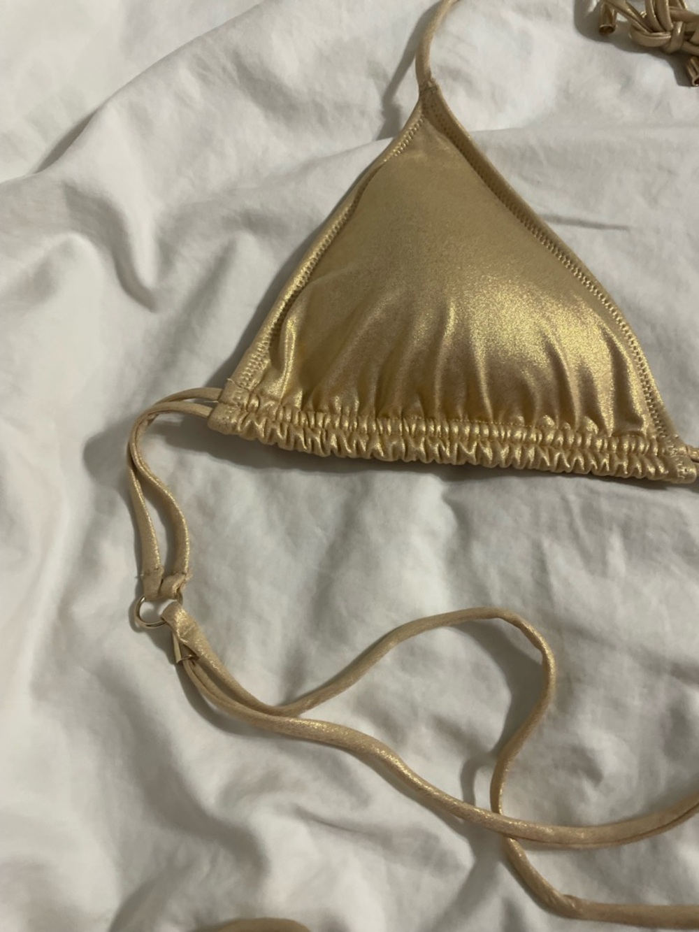 Shimmery Gold String Bikini Set - Picture 4 of 7